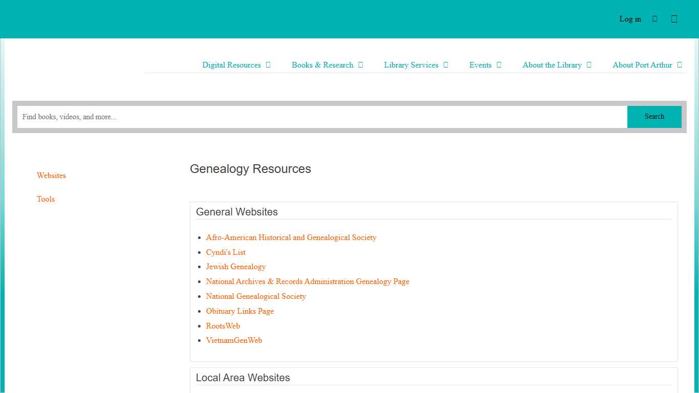 Genealogy Resources Port Arthur Public Library