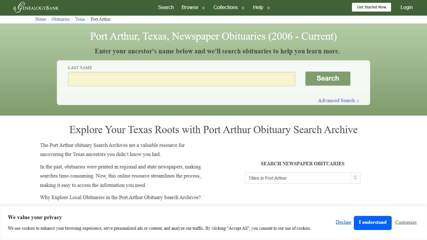 Port Arthur, Texas Obituary Archive Search GenealogyBank